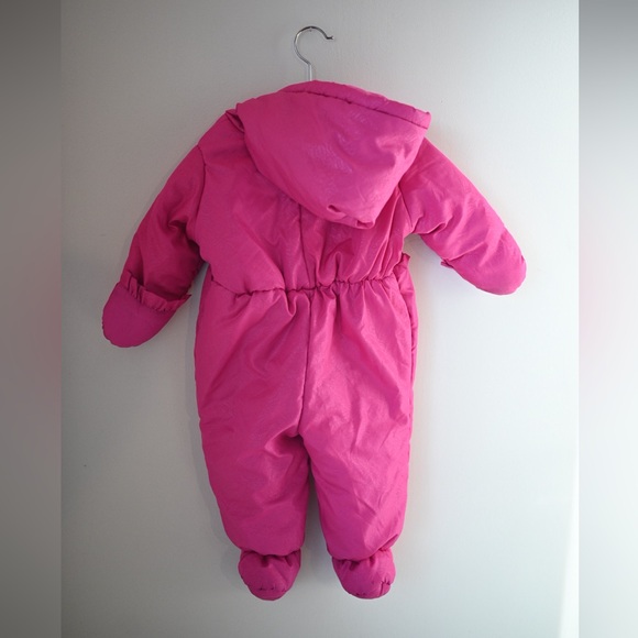 Rothschild 12M Infant Girls Snowsuit In Vibrant Pink with Floral Embossed Design - Picture 6 of 15